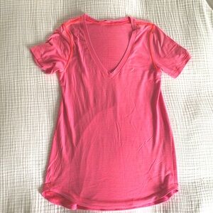 Pink coral lululemon shirt silver technology size 4